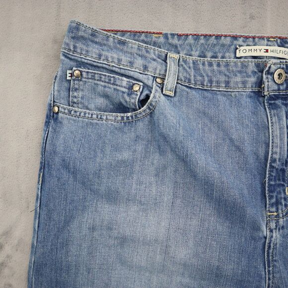 Tommy Hilfiger Pants Womens 16 Blue Bootcut High Rise Cotton Button Denim Jeans - Picture 11 of 16